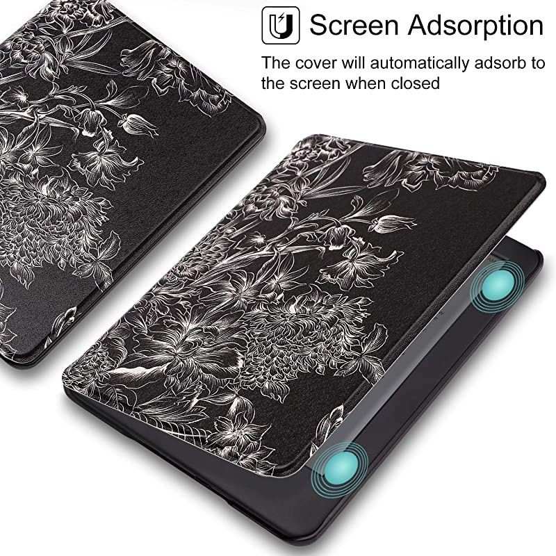 Cover Case for AllNew Kindle 10th Gen 2019 Released Model No J9G29R Slim Auto WakeSleep Protective Case for Kindle 2019 Will Not Fit Kindle Paperwhite or Kindle Oasis Black Flowers