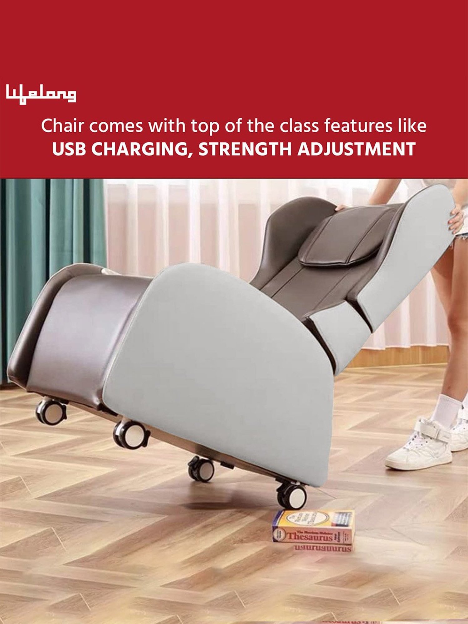 Lifelong LLM567 Fully Body Foldable Chair Massager with Recliner & Powerful 3D Back (Brown)