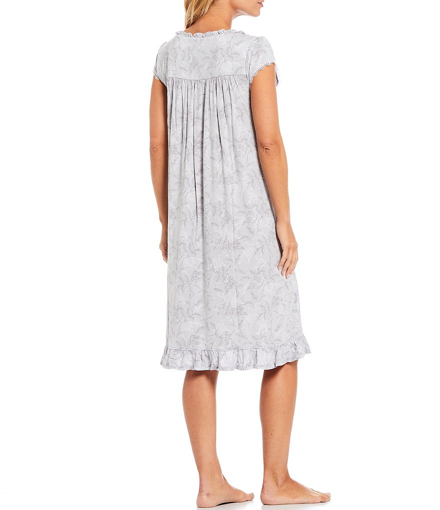 Eileen West Floral Print Cap Sleeve Square Neck Modal Waltz Nightgown