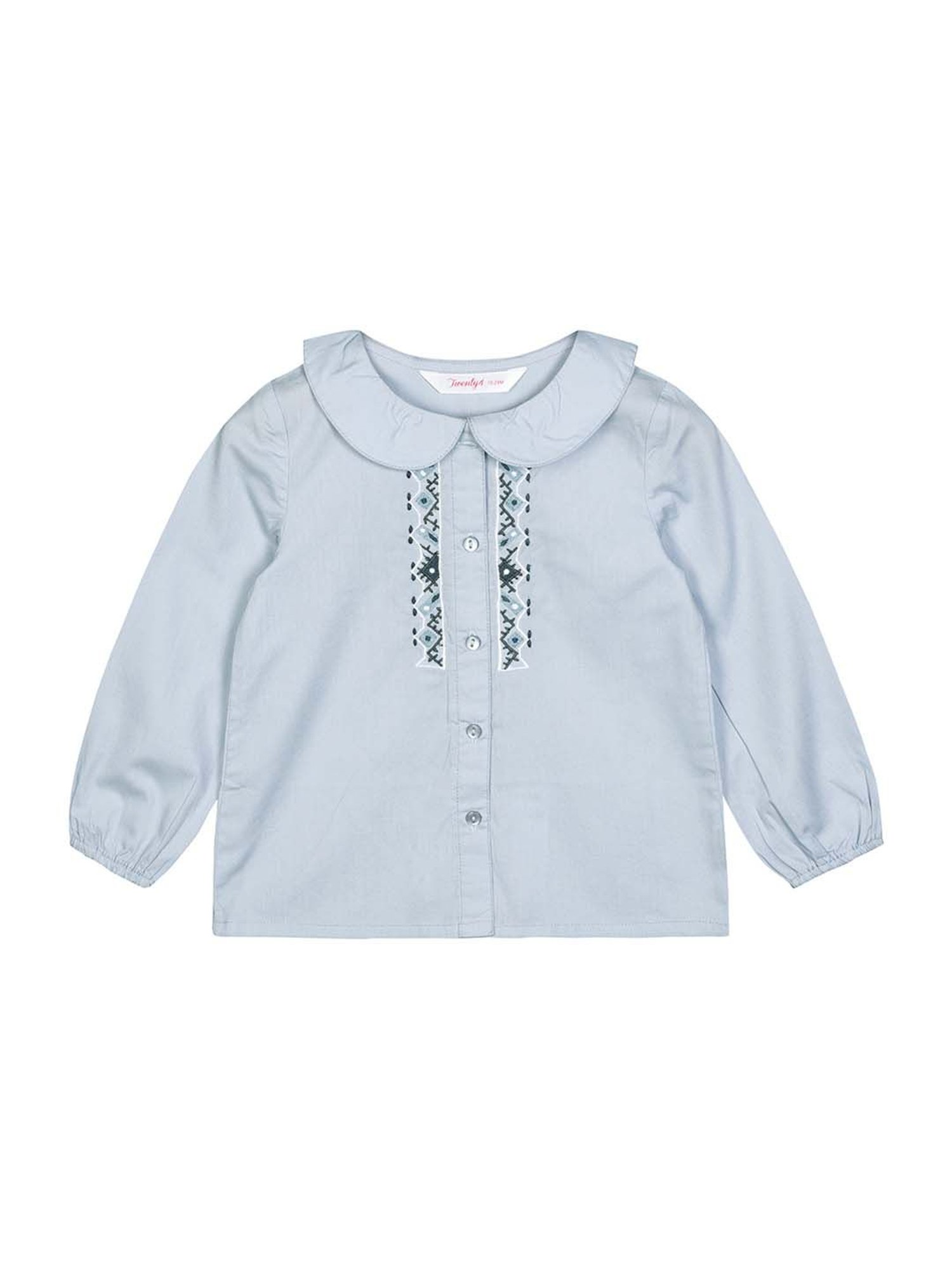 Budding Bees Kids Blue Cotton Embroidered Dress