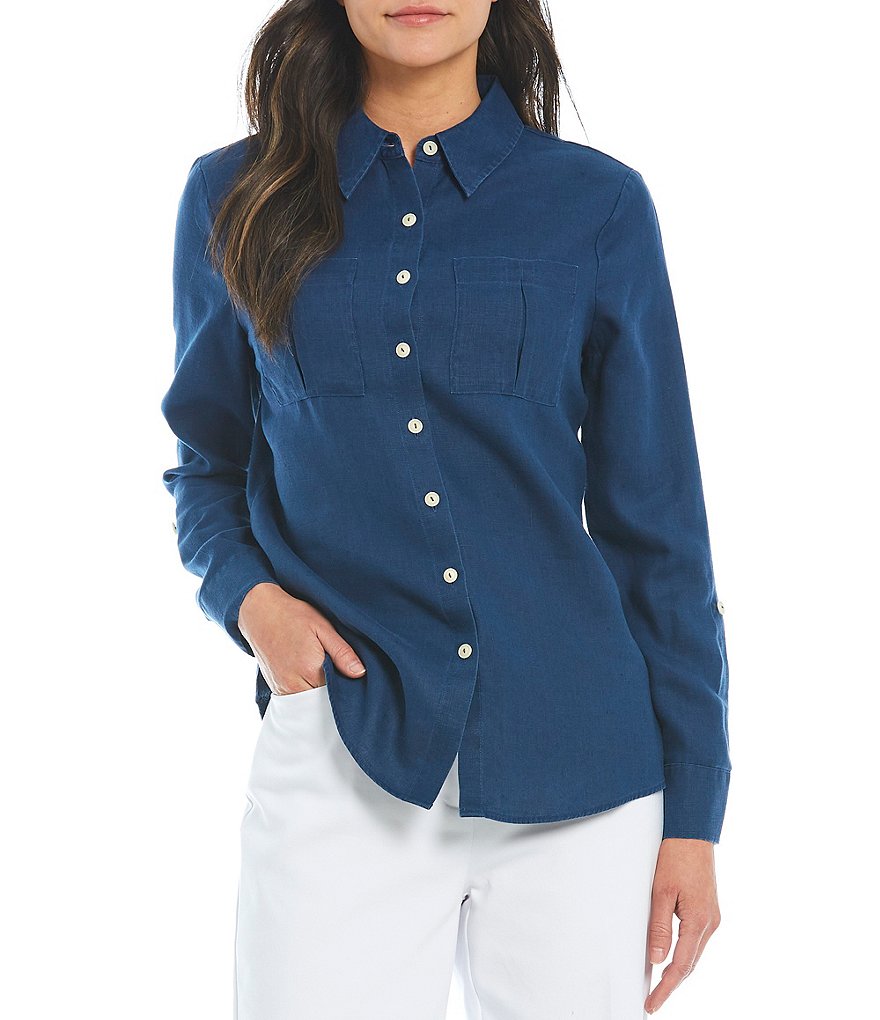 Investments Petites Hannah Gold Label Non-Iron Hemp Relaxed Shirt