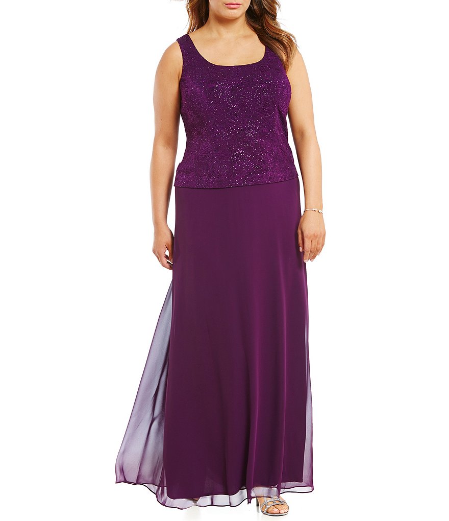 Jkara Plus V-Neck Short Sleeve Beaded Bodice Capelet Gown