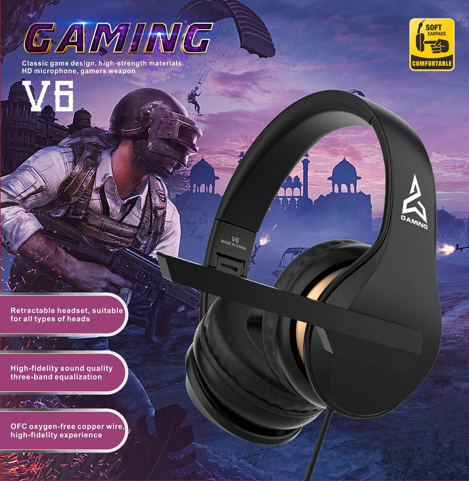 ALAMENGDA Gaming Headset Head-Mounted Gaming Music Running Subwoofer Stereo Computer Headset for Apple/Android/PC