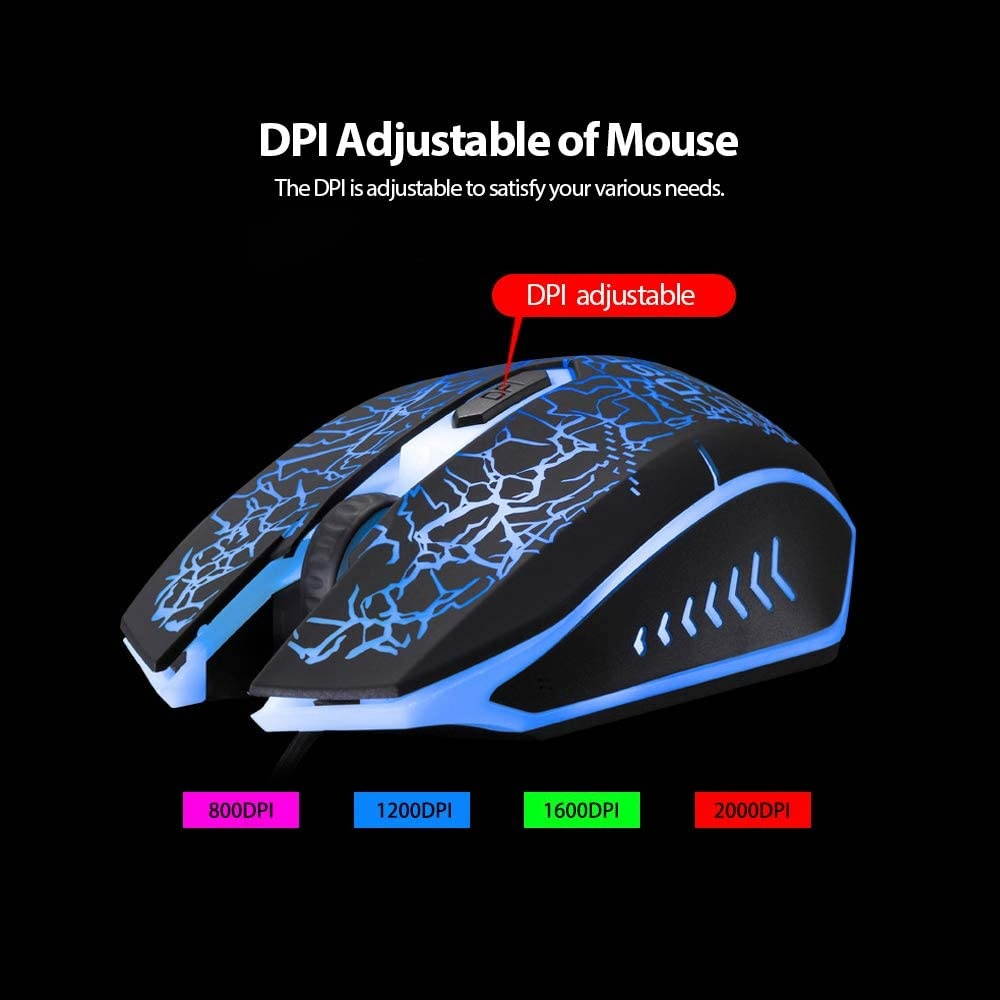 Docooler USB Wired Gaming Keyboard and Mouse Combo Waterproof Mice for Gaming Laptop Desktop