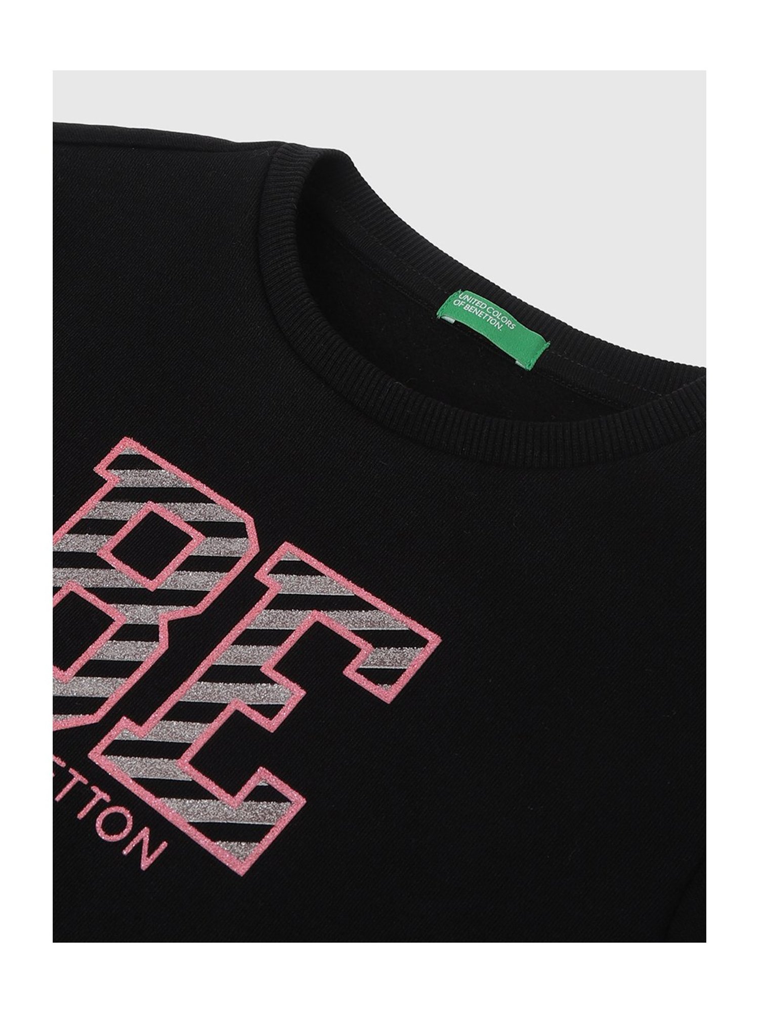 United Colors of Benetton Kids Black Printed Full Sleeves Sweatshirt