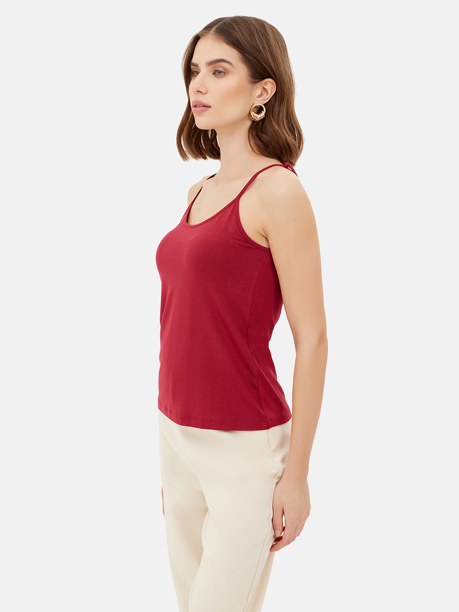 Kazo Maroon Cotton Camisole