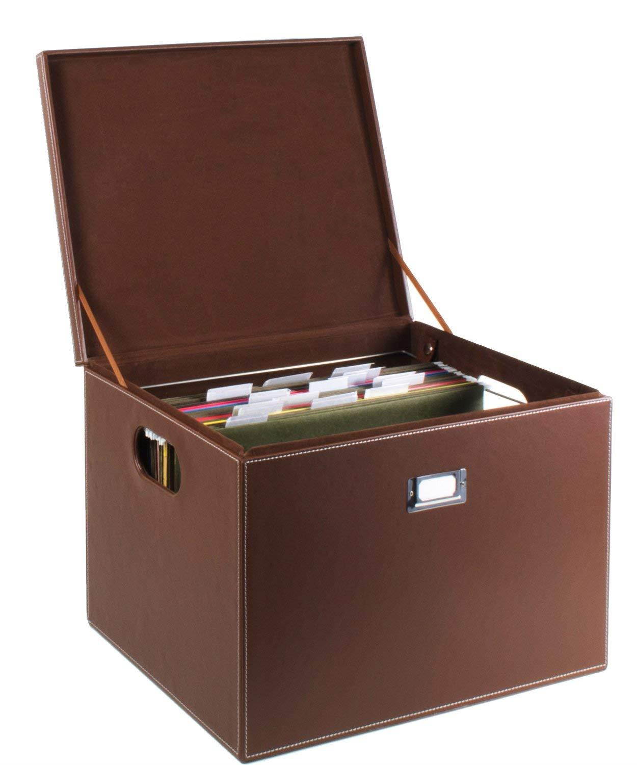 G.U.S. Decorative Office File and Portable Storage Box For Hanging Folders Letter Or Legal, Brown
