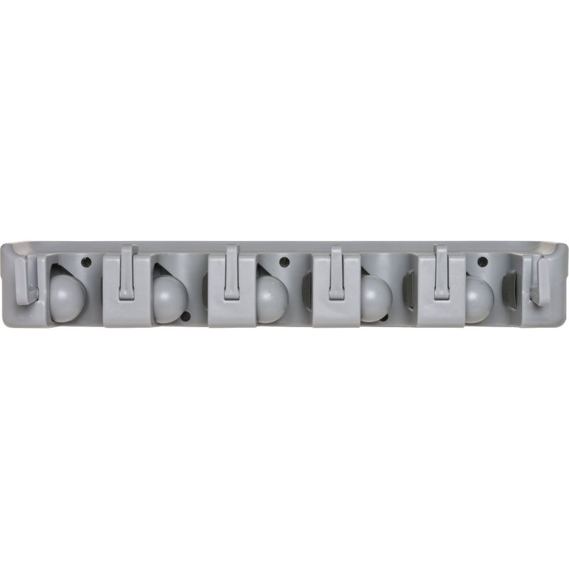 Genuine Joe Wall Rack Holds 5 Brooms/Tools 6-Hooks f/Hanging Gray 12504