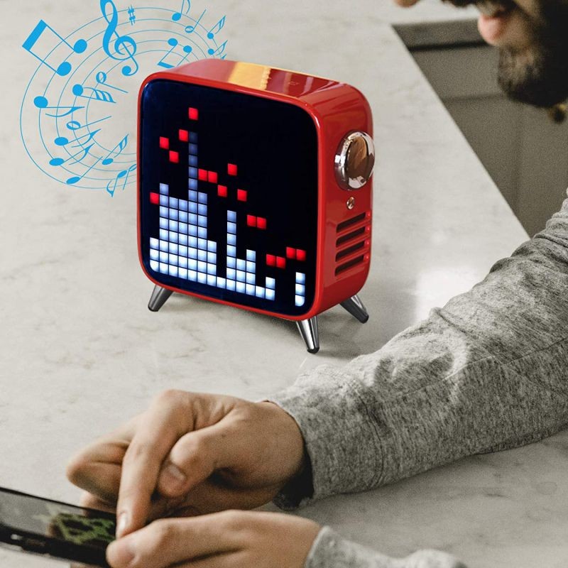 Divoom Tivoo Max 40W Premium Retro Pixel Bluetooth Speaker with 16X16 LED Customized Front Panel (Red)