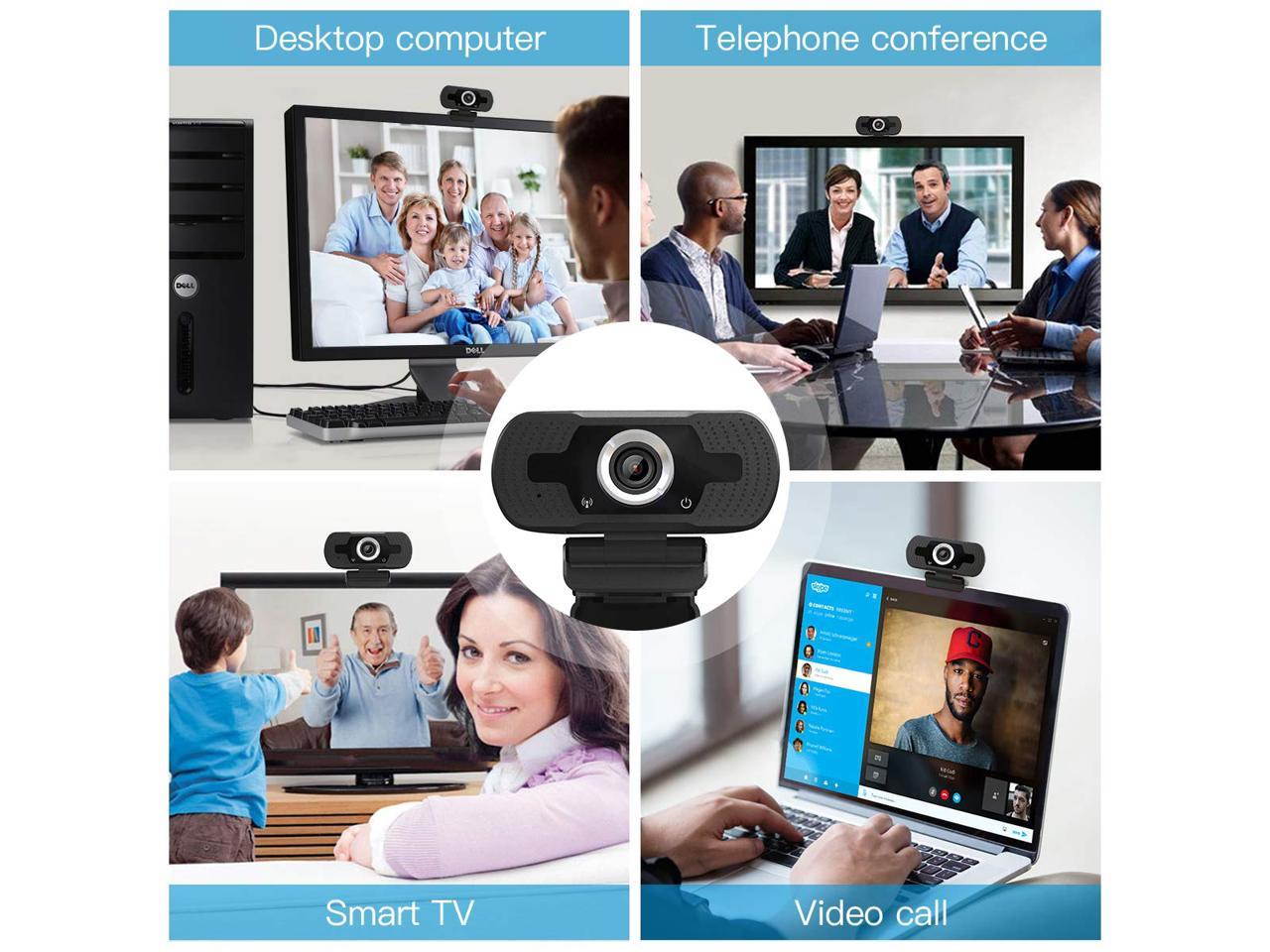 1080p HD Webcam W8, USB Desktop Laptop Camera, Mini Plug and Play Video Calling Computer Camera, Flexible Rotatable,Built-in Mic