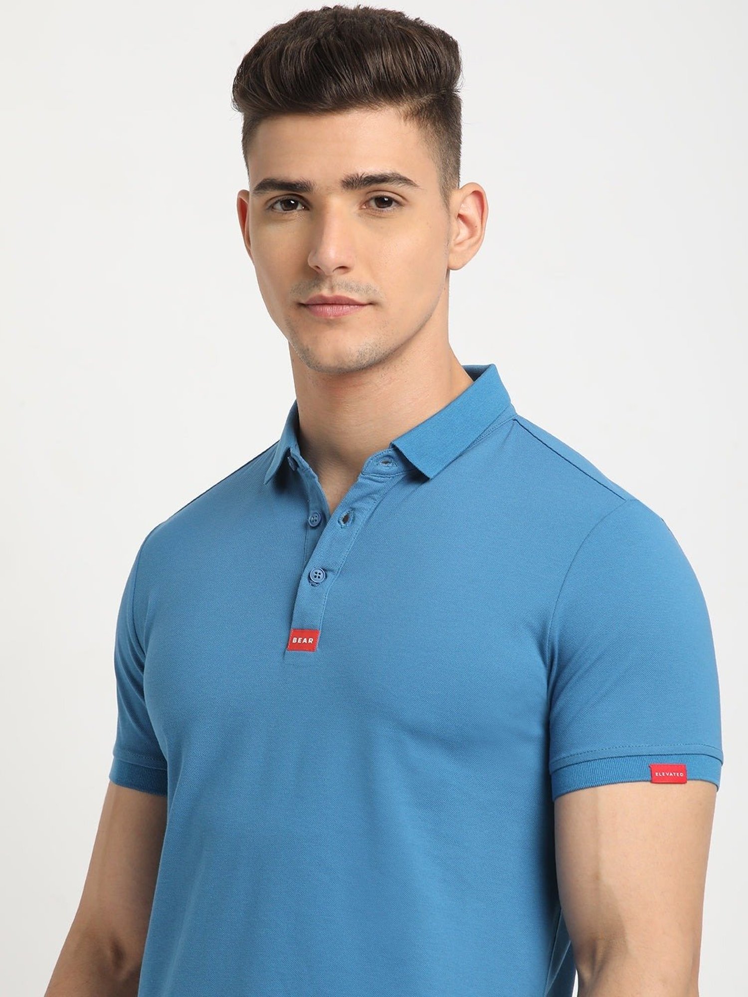 The Bear House Blue Slim Fit Polo T-Shirt