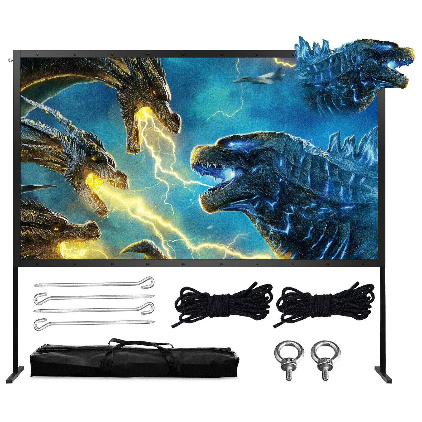 100Inch Portable Projector Screen with Stand HD 4K 16:9 Home Projection Screen