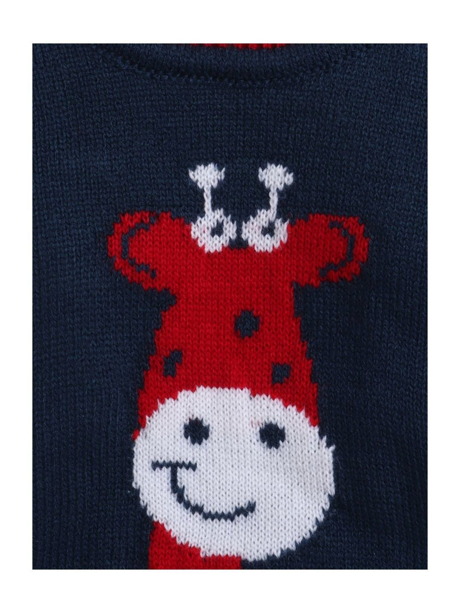Little Angels Kids Navy & Red Self Full Sleeves Pullover