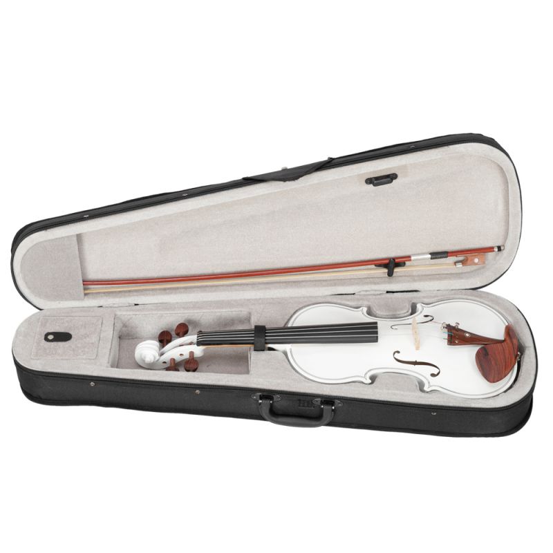 Glarry 4/4 White Violin Set w/ Case+Bow+Rosin+Shoulder Rest+Cloth+Tuner
