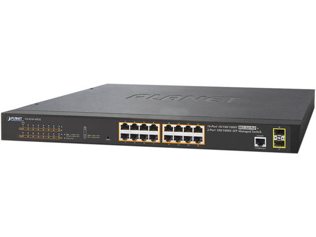 PLANET GS-4210-16P2S 16-Port 10/100/1000T 802.3at PoE + 2-Port 100/1000X SFP Managed Switch