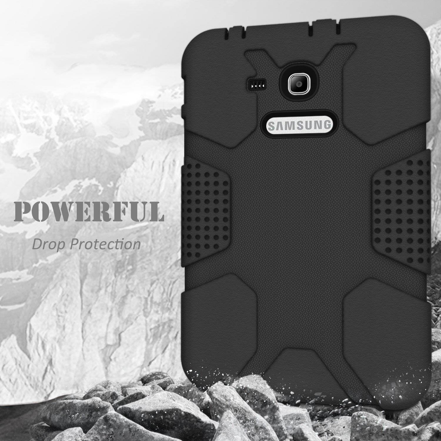 Samsung Galaxy Tab E Lite 7.0 Case, Galaxy Tab 3 Lite 7.0 Case, Hocase Rugged Heavy Duty Kids Proof Protective Case for SM-T110 / SM-T111 / SM-T113 / SM-T116 - Black