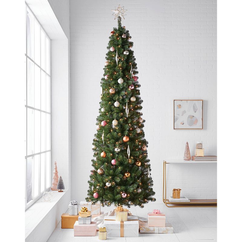 9ft Pre-lit Artificial Christmas Tree Slim Alberta Spruce Clear Lights - Wondershop™