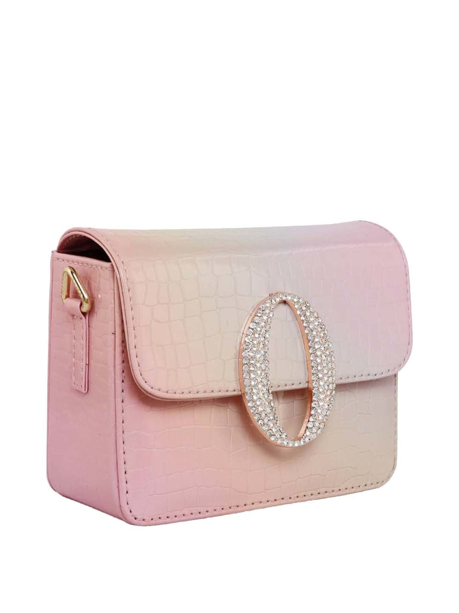 Esbeda Pink Textured Small Sling Handbag