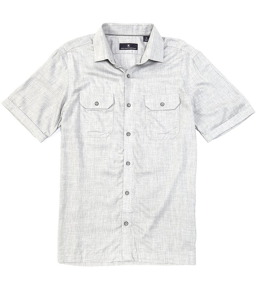 Hart Schaffner Marx Short Sleeve 2 Pocket Heather Chambray Sportshirt