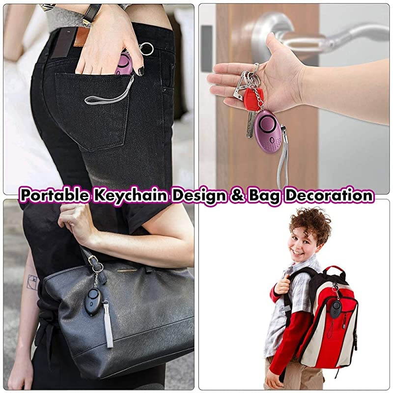 Pack 10 db Safesound Personal Security Alarm Keychain, Safety Emergency for Women, Kids, Girls, Self Defense Electronic Device as Bag Decoration