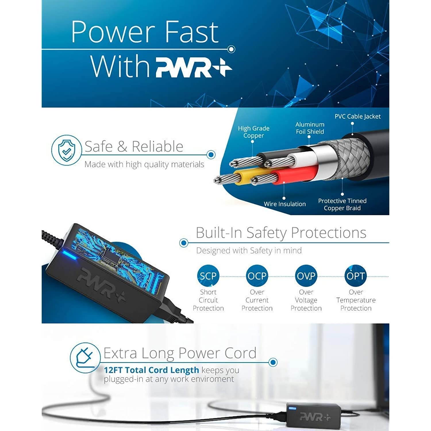 Pwr 180W 150W 120W Charger for MSI-Gaming Laptop AC Adapter Power-Supply - UL Listed Extra Long Cord GT60 GT70 GX60 GX70 GL72M GE60 GE62 GE70 GP60 GP62 GP70 GP72 GS40 GS60 GS63 GS63VR GS65 GS70 GL62M