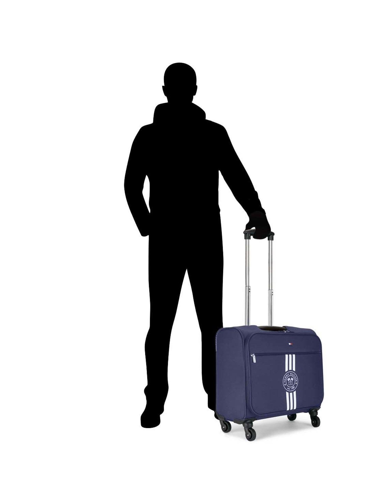 Tommy Hilfiger Planetary Plus Pro Blue Printed Overnighter Trolley Bag - 45.5 cm