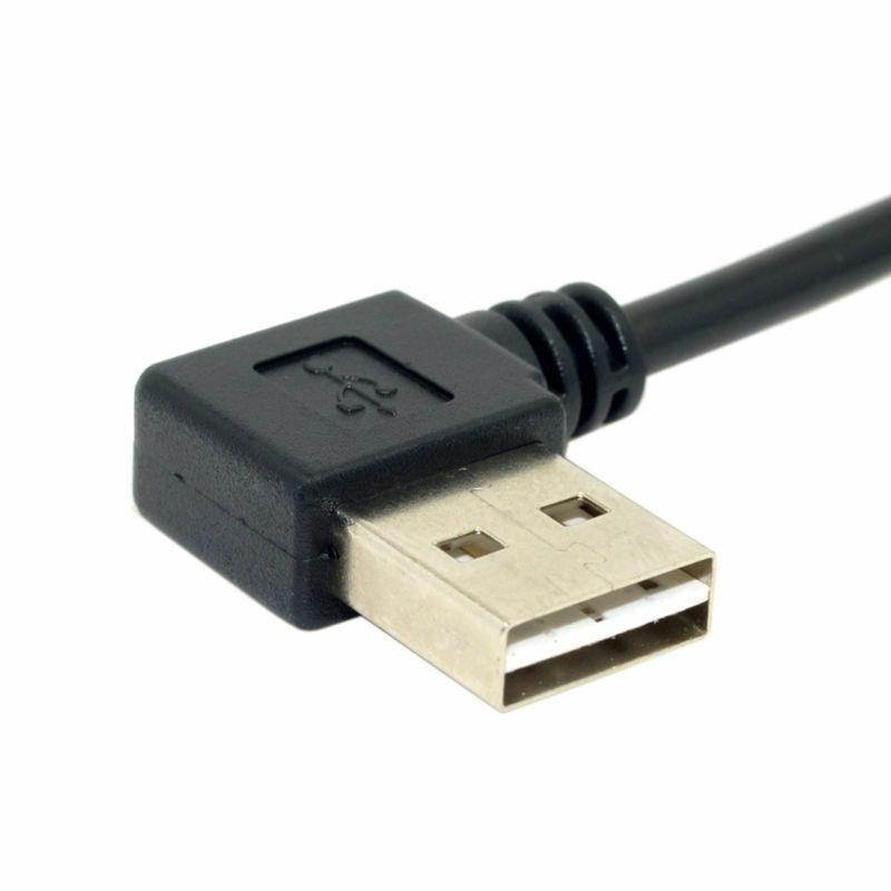 Reversible Left & Right Angled 90 Degree USB 2.0 Male to USB Type-C Male Data Cable for Macbook & Tablet & Cell Phone 1m Black