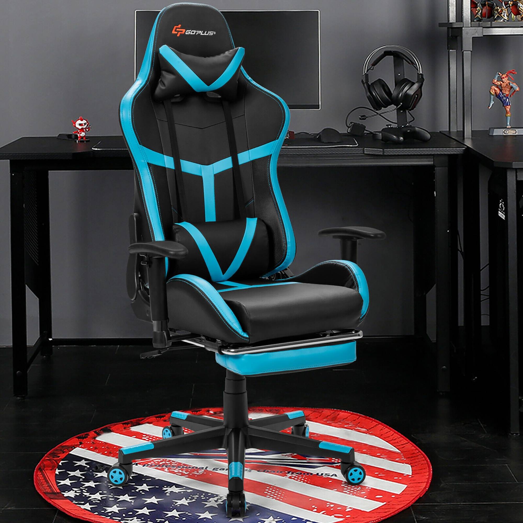Costway Massage Gaming Chair Reclining Racing Chair High Back w/Lumbar Support Footrest