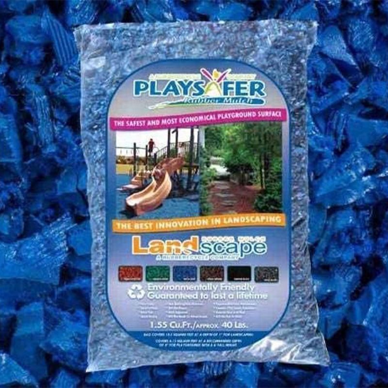Playsafer 40 Pound Bag of Outdoor Eco Friendly Rubber Playground Mulch Chip Flooring for Swing Sets and Play Areas Covers 1.55 Cubic Feet, Royal Blue
