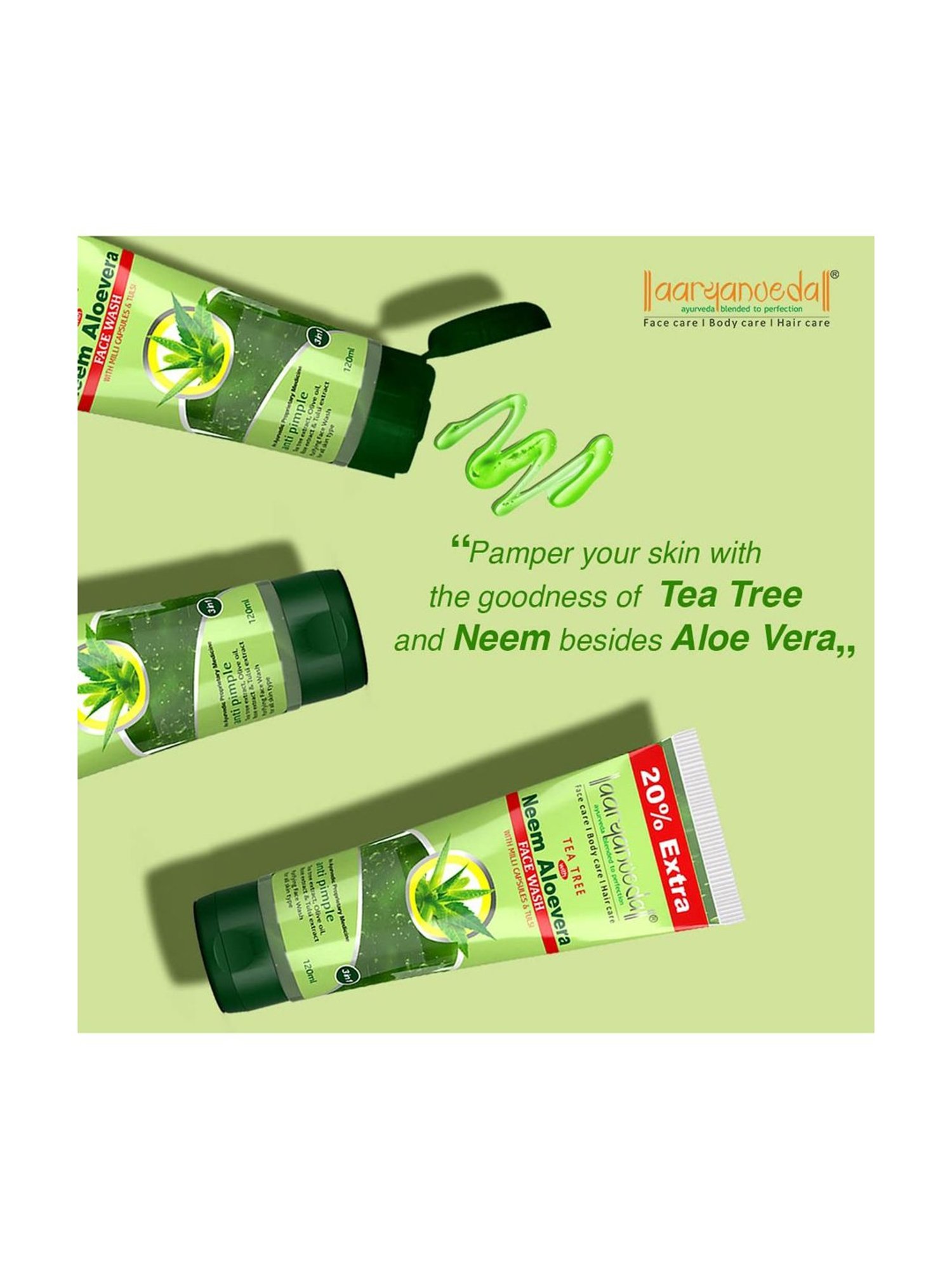 Aryanveda Tea Tree Face Wash With Neem & Aloe vera Extracts (Pack of 2)