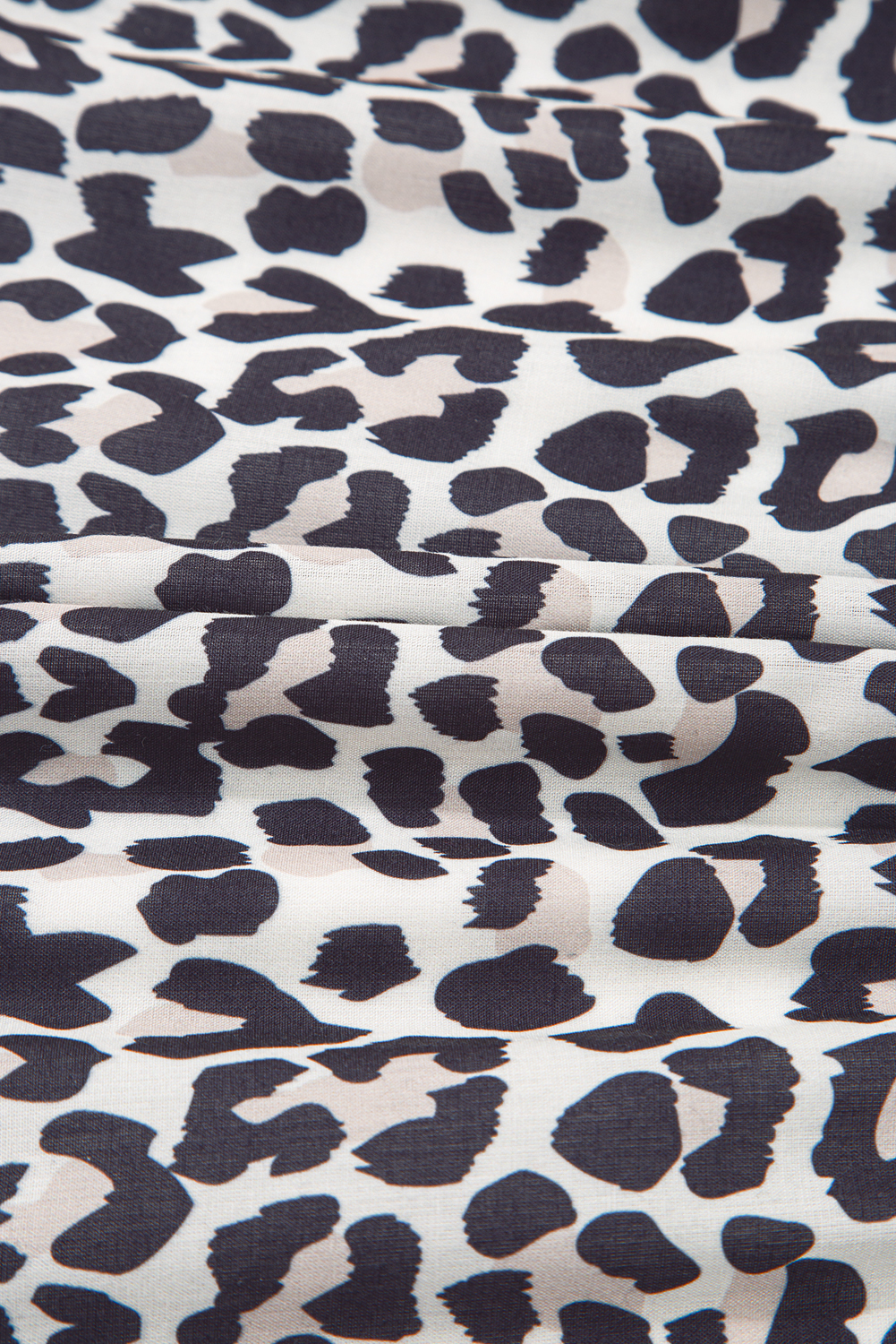 Black Leopard Patchwork Split Neck Ruffle Plus Size Dress