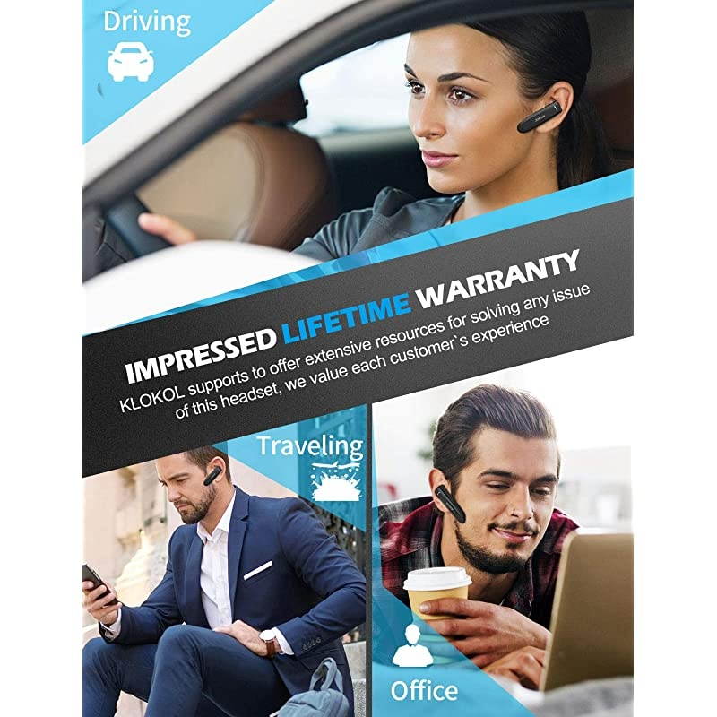 Bluetooth Headset 28Hrs Playtime Wireless Bluetooth Earpiece for Cell Phone Noise Canceling Car Business Earbud Headphone with Mic and Mute Compatible with iPhone Samsung Android