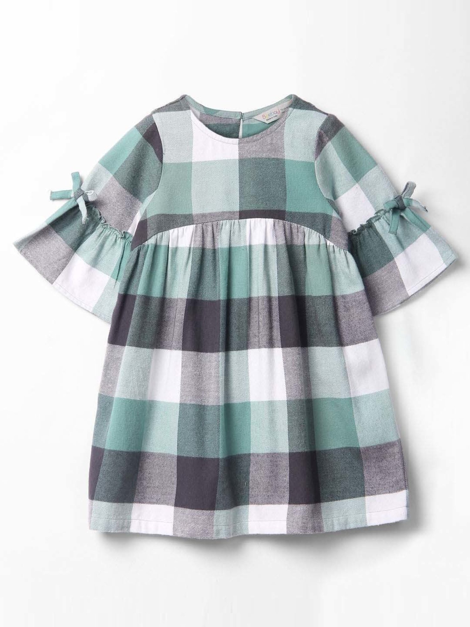 Beebay Kids Green & White Chequered Dress