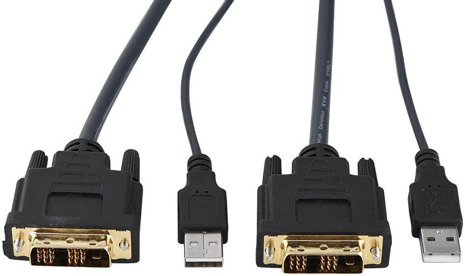 Mothinessto DVI KVM Switch 2 Port DVI Switch USB DVI Switch DVI Switcher Plug and Play for Schools for Offices