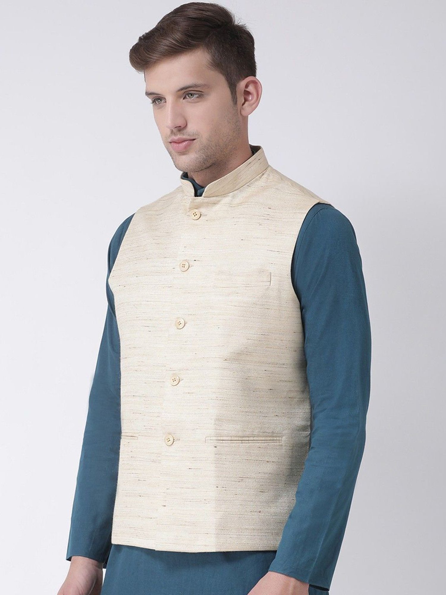 TABARD Beige Regular Texture Nehru Jacket