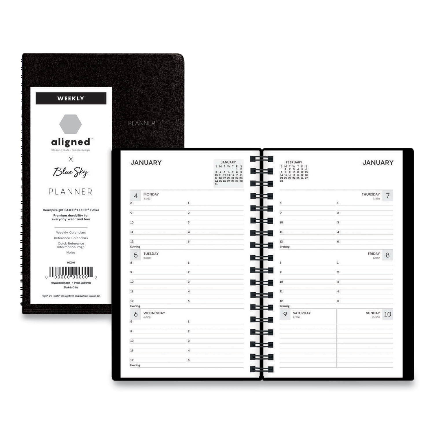 Blue Sky Aligned Weekly Contacts Planner, 6 X 3.5, Black, 2022 123854
