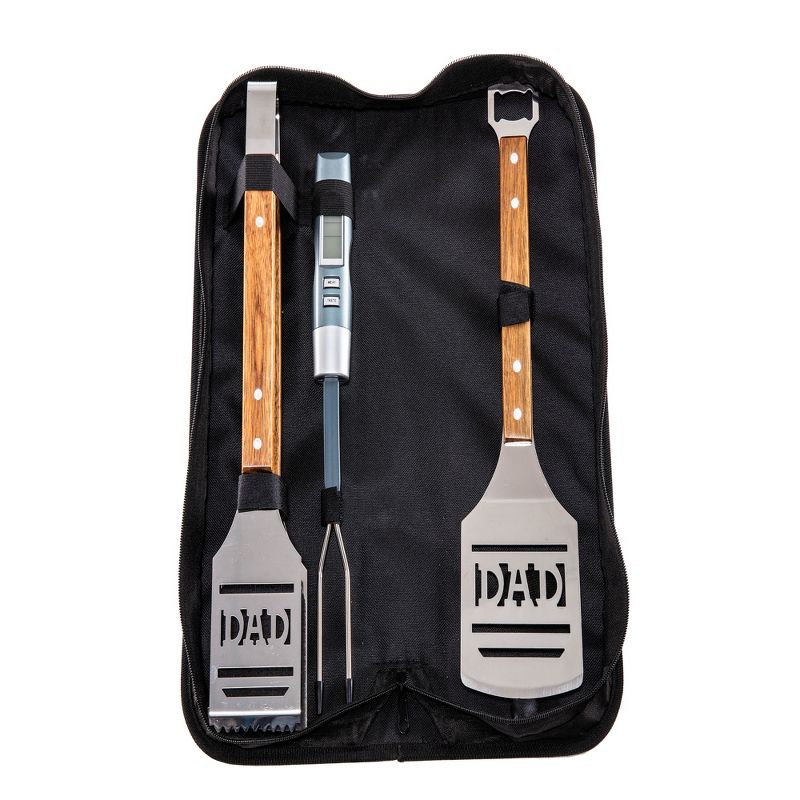 Hike Crew Dad BBQ Tools Gift Set &ndash; 4-Piece Grill Accessories Utensils Kit Perfect for Holiday, Birthday or Father&rsquo;s Day &ndash; Includes Tongs, Spatula, Digital Thermometer & Carrying Case (Gift Box)