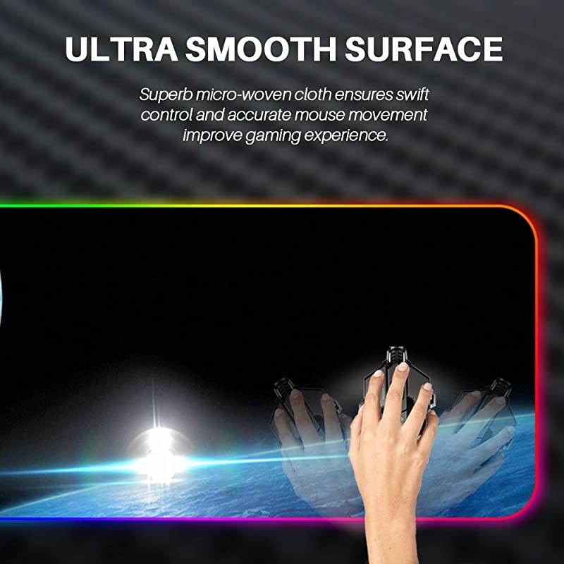 Gaming Mouse Pad Large RGB Mouse Pad Soft Oversize Glowing Led Extended Mousepad NonSlip Rubber Base Computer Keyboard Mouse Pad 14 Lighting Modes for Gaming 315 X 118in