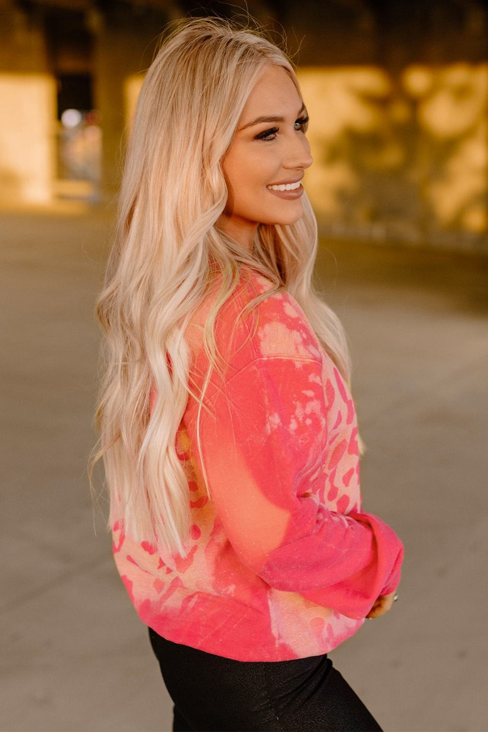 Pink Sequins Candy Cane Round Neck Sweatshirt