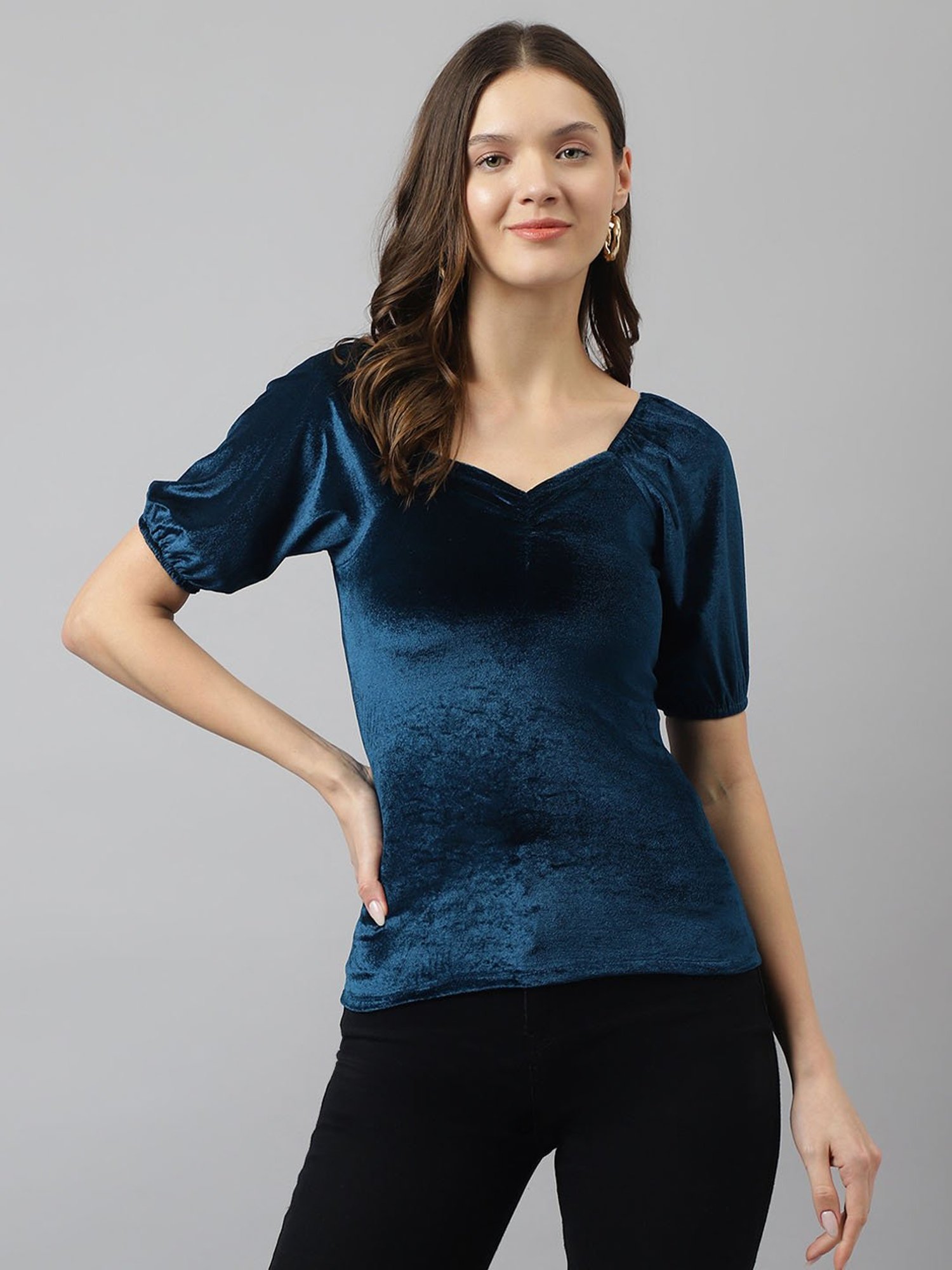 KERI PERRY Teal Regular Fit Top