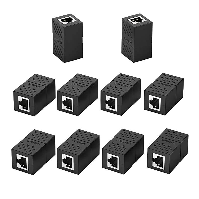 RJ45 Coupler 10 Pack in Line Coupler Cat7 Cat6 Cat5e Ethernet Cable Extender Adapter Female to Female Black