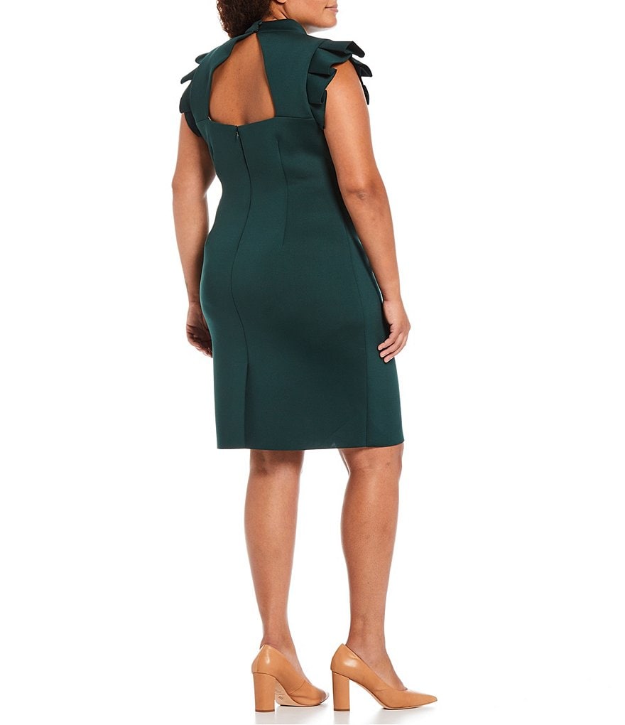 Eliza J Plus Size Cap Sleeve Scuba Crepe Mockneck Sheath Dress
