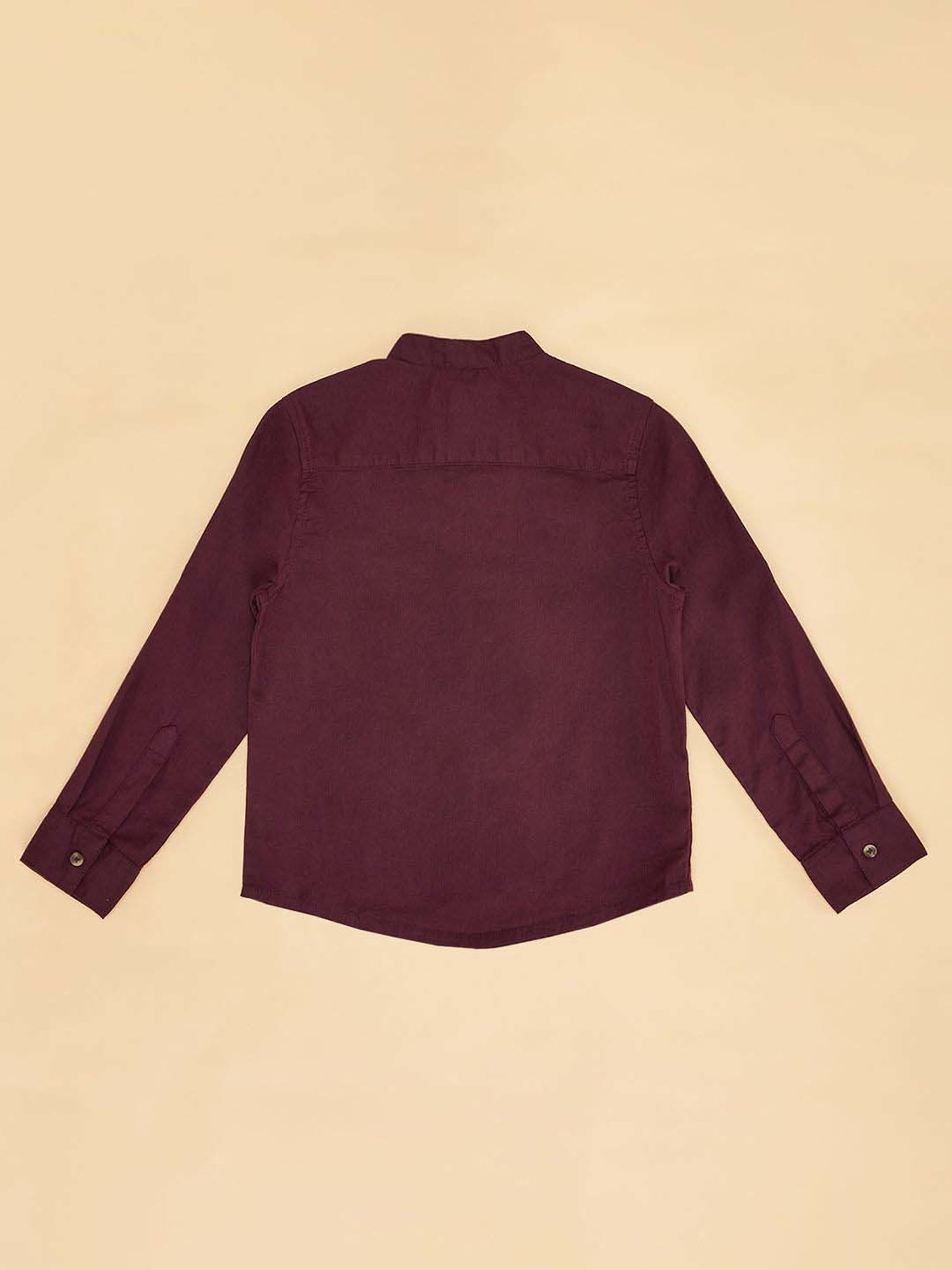 Pantaloons Junior Wine Cotton Regular Fit Full Sleeves Shirt