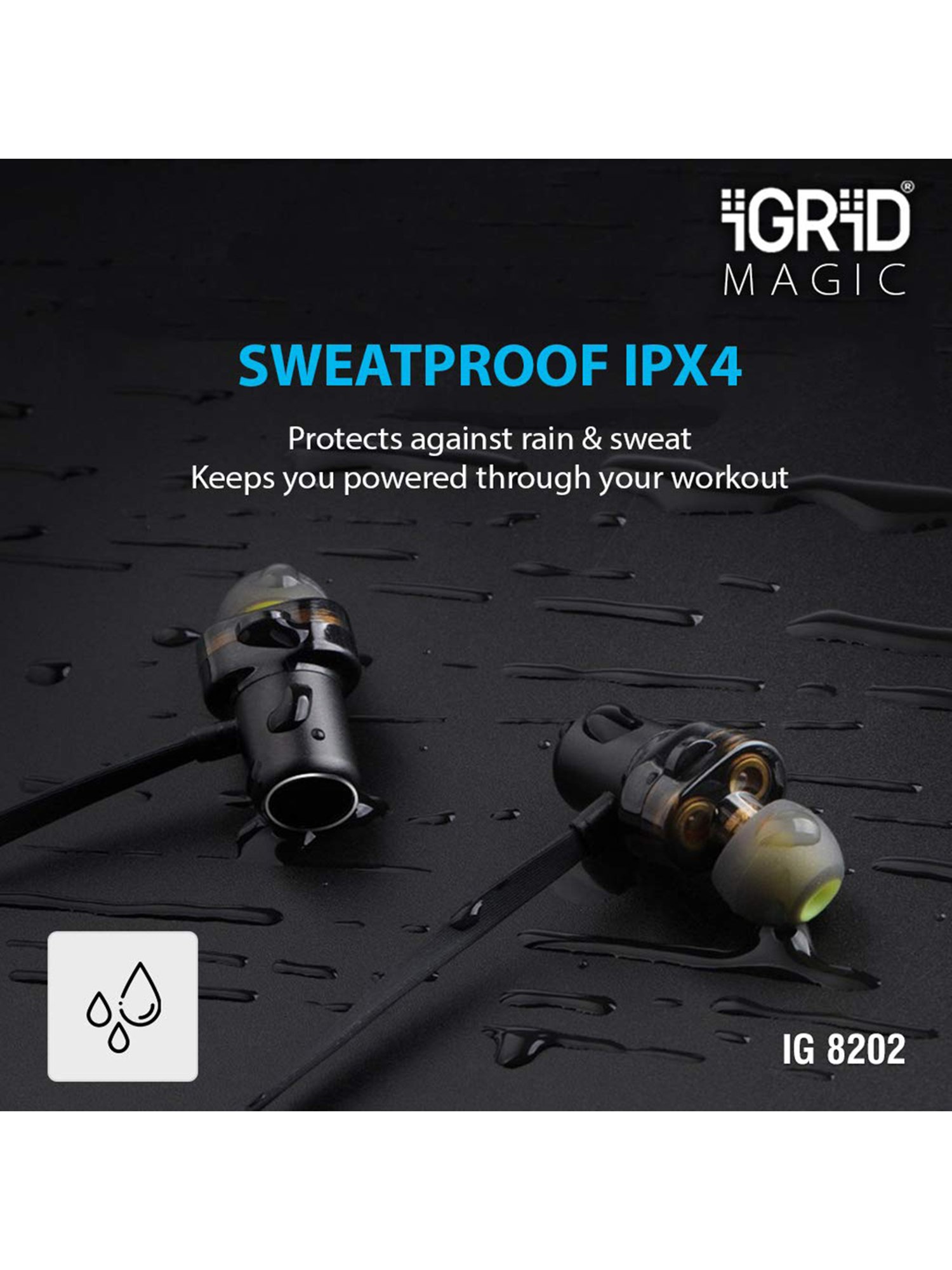 iGRiD Magic Wireless Neckband with Mic (IG-8202, Black)