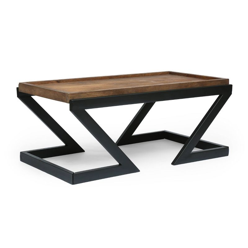 Titeca Modern Industrial Handcrafted Mango Wood Coffee Table Dark Brown/Black - Christopher Knight Home
