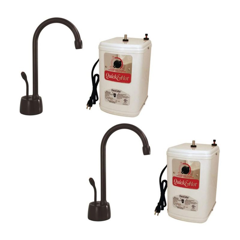 Westbrass Velosah Hot Water Dispenser Gooseneck Faucet Kit with Auto Shutoff Handle 1300W 5/8 Gallon Instant Hot Tank, Oil-Rubbed Bronze (2 Pack)