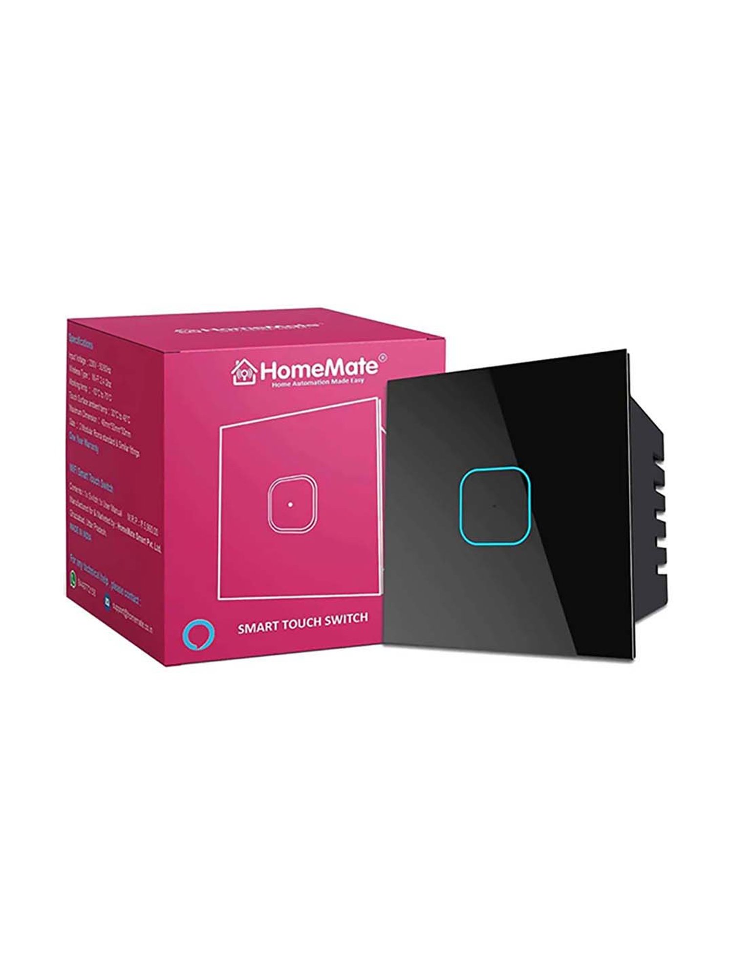 HomeMate 24A Smart Touch Switch Works with Google Assistant and Alexa (Black)