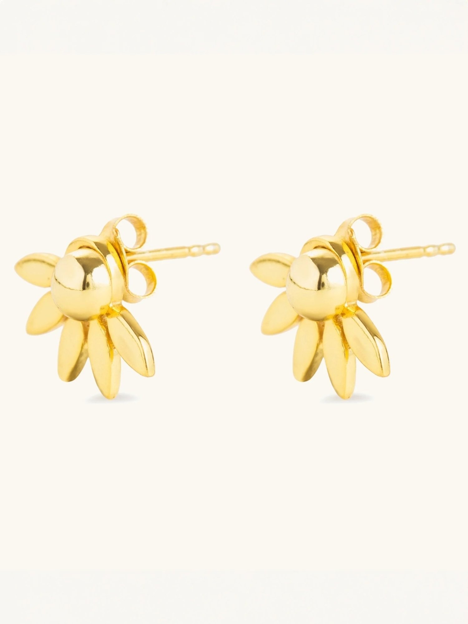 Mabel 92.5 Sterling Silver Leaf Fan Stu Stud Earrings for Women