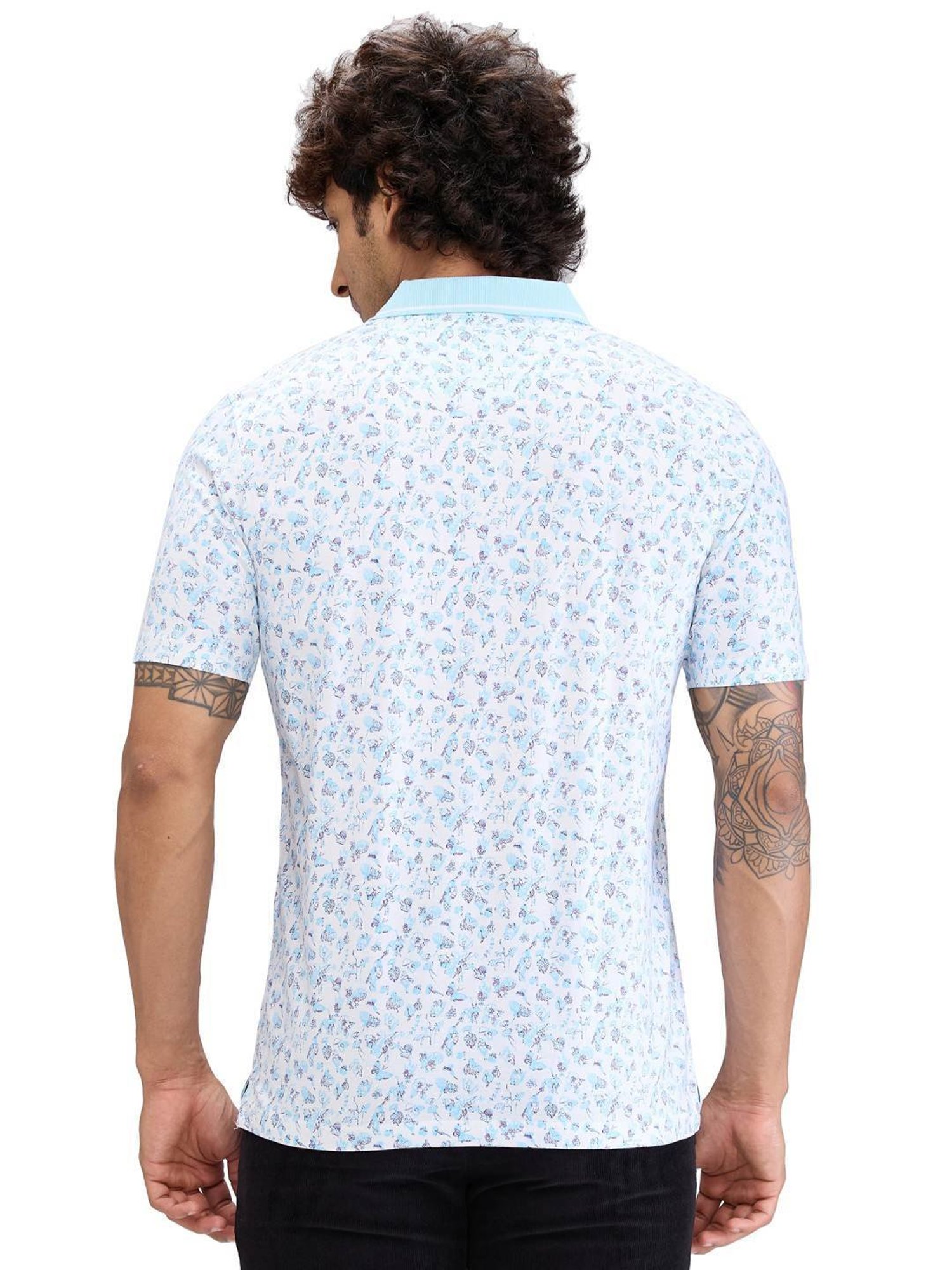 Colorplus Blue Classic Fit Printed Polo T-Shirt