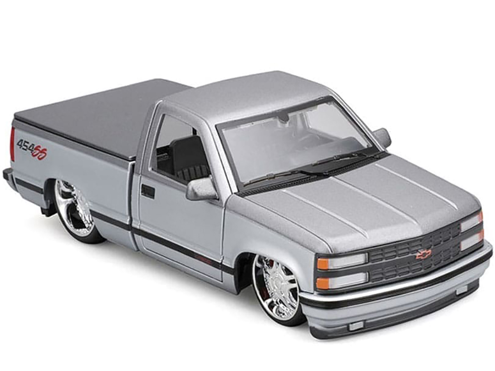 1976 Chevrolet Stepside Pickup Truck Tangier Orange with White Stripes 1/87 (HO) Scale Model Car by Classic Metal Works